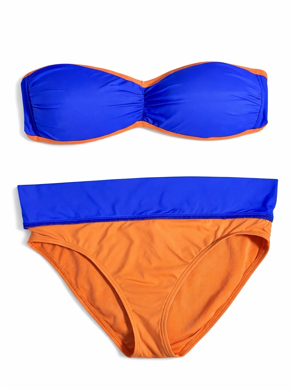 Tommy Bahama Women’s Strapless Color‑Block Bikini Set • Blue + Orange • Size L
